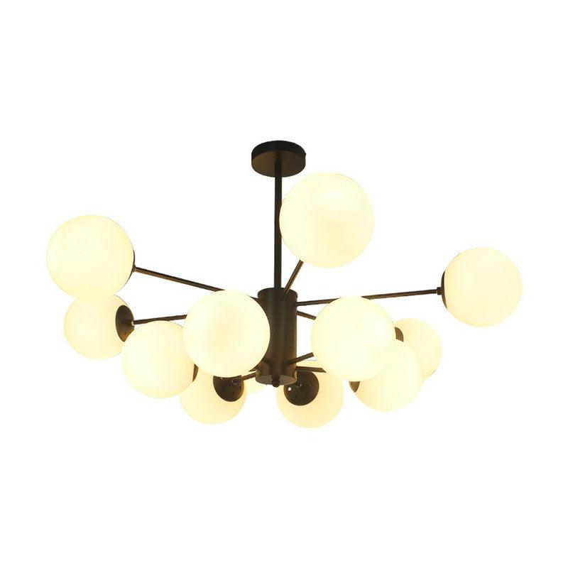 12 Heads Living Room Chandelier Modern Black Ceiling Light - Rebooters