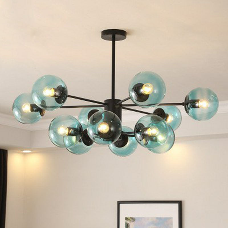 12 Heads Living Room Chandelier Modern Black Ceiling Light - Rebooters