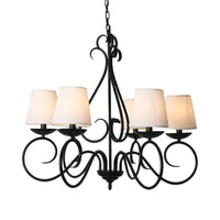 6 Lights Fabric Chandelier Light Traditional Coffee Flaxen White - Rebooters
