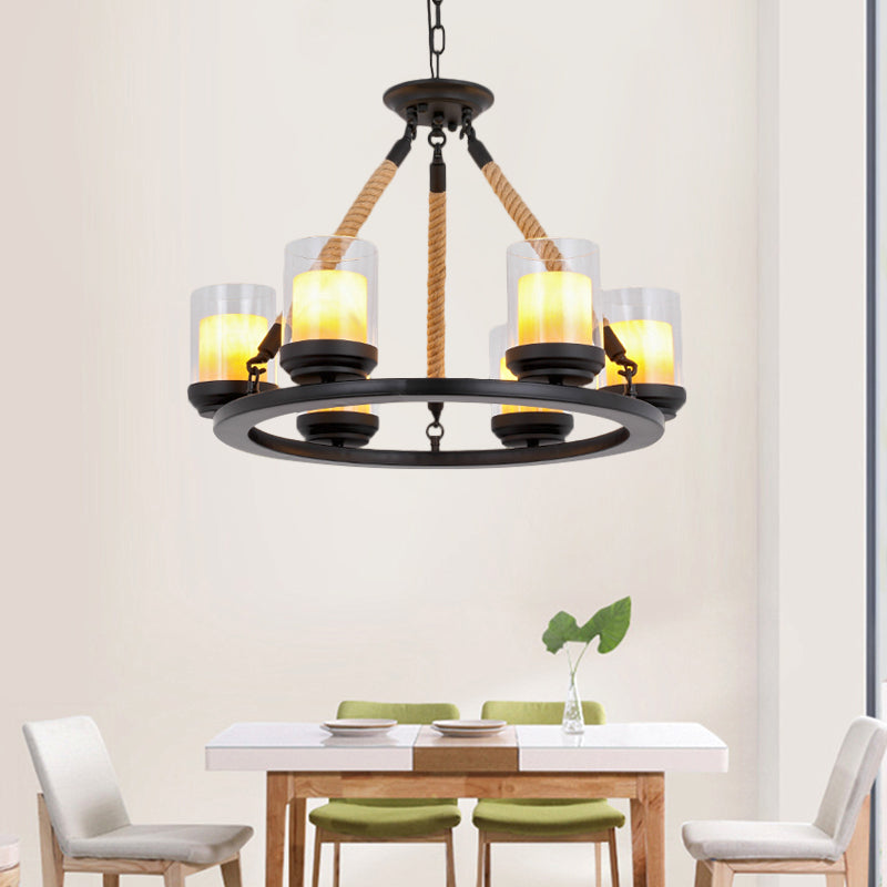 Wagon Wheel Metal Chandelier Light Rustic Style 6/8/10 Lights Black - Rebooters