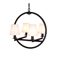 4 Lights Fabric Chandelier Traditional Flaxen Cone Light - Rebooters