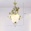 White Glass Bell Shape Pendant Chandelier American Flower Dining Room Hanging Light in Green - Rebooters