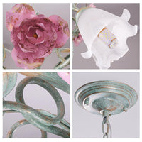 8 Heads Flower Ceiling Hang Lamp Pastoral White Glass Chandelier - Rebooters