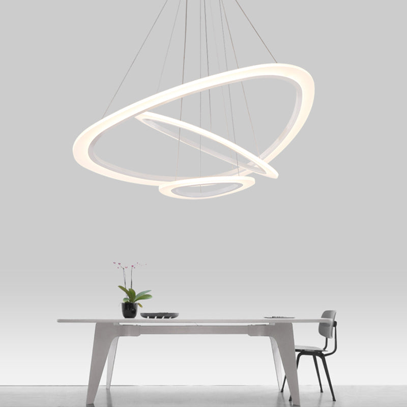 White Triangle LED Hanging Lighting Minimalism Acrylic Chandelier Light Over Table - Rebooters