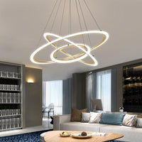 Metal 3-Loop Shaped Pendant Light Fixture Minimalist Gold Chandelier - Rebooters