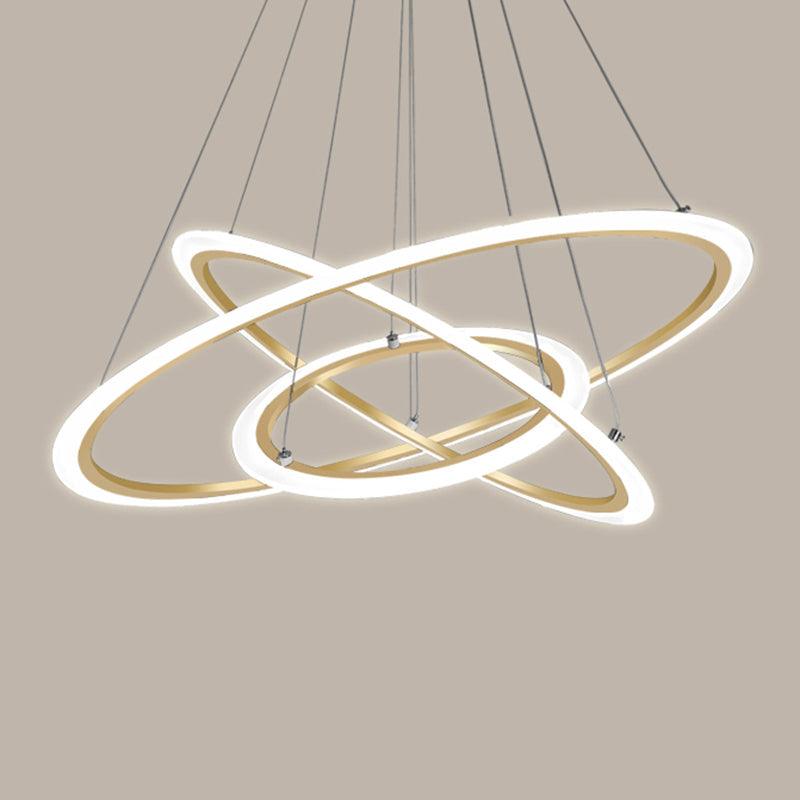 Metal 3-Loop Shaped Pendant Light Fixture Minimalist Gold Chandelier - Rebooters