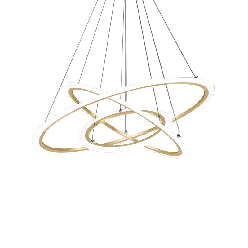 Metal 3-Loop Shaped Pendant Light Fixture Minimalist Gold Chandelier - Rebooters