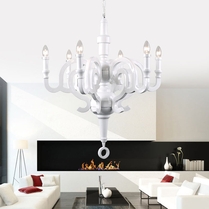 White Candelabra Chandelier Light Antique Metal Pendant Fixture - Rebooters