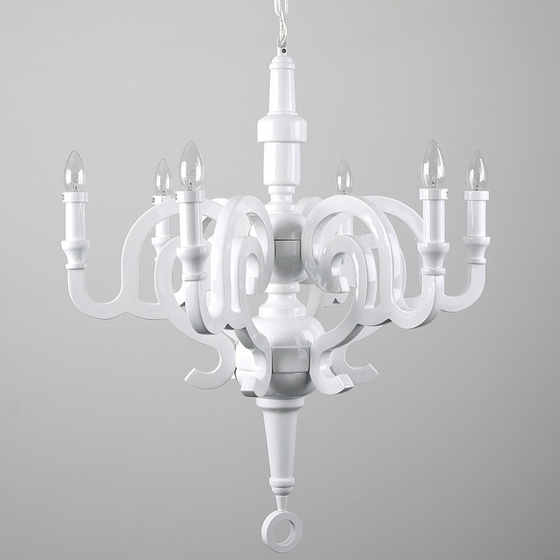 White Candelabra Chandelier Light Antique Metal Pendant Fixture - Rebooters