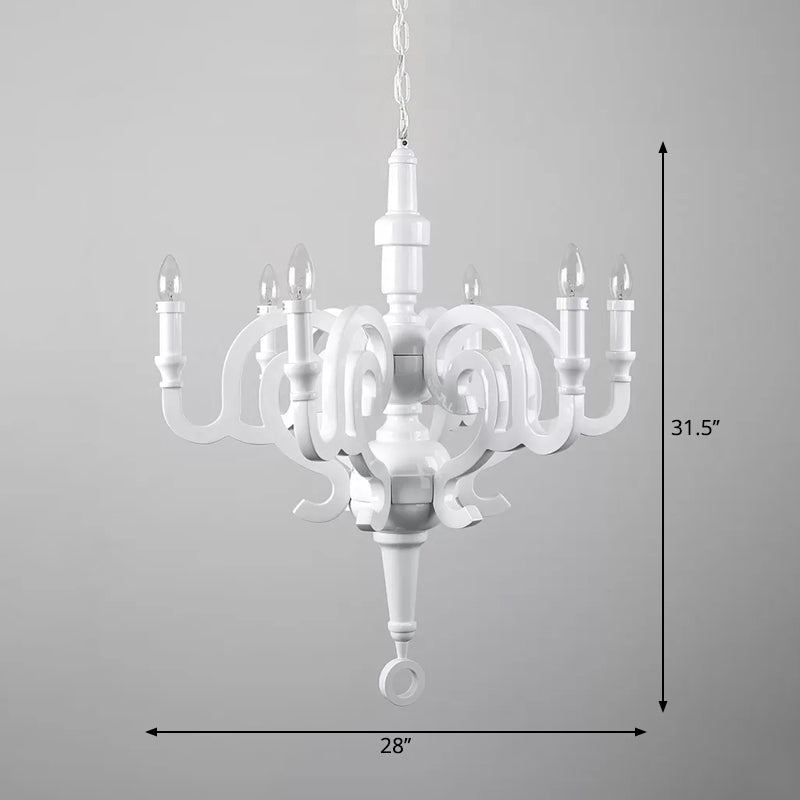 White Candelabra Chandelier Light Antique Metal Pendant Fixture - Rebooters