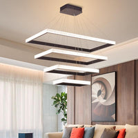 Acrylic Tiered Rectangle Chandelier Pendant Light Black LED - Rebooters