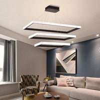 Acrylic Tiered Rectangle Chandelier Pendant Light Black LED - Rebooters