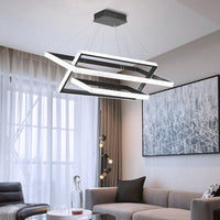 Acrylic Tiered Rectangle Chandelier Pendant Light Black LED - Rebooters