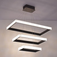 Acrylic Tiered Rectangle Chandelier Pendant Light Black LED - Rebooters
