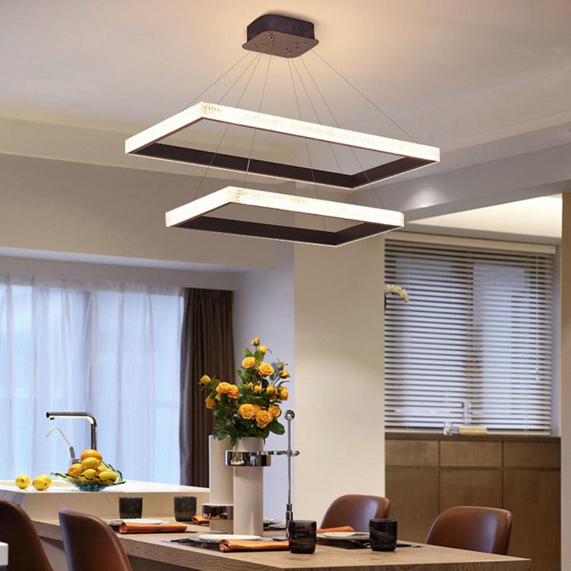 Acrylic Tiered Rectangle Chandelier Pendant Light Black LED - Rebooters