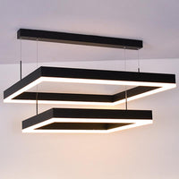 Acrylic 2-Tier Square LED Ceiling Lighting Modern Black Chandelier Light for Living Room - Rebooters