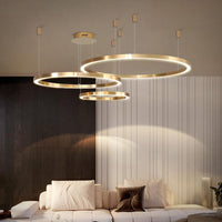 Acrylic Tiered Ring LED Ceiling Lighting Gold Chandelier - Rebooters