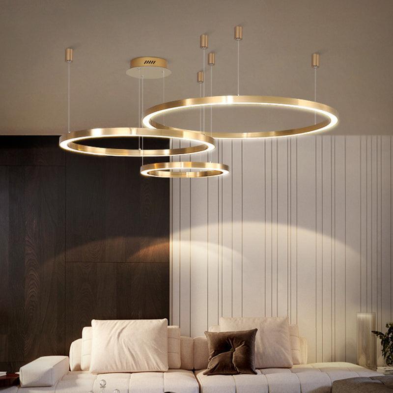 Acrylic Tiered Ring LED Ceiling Lighting Gold Chandelier - Rebooters