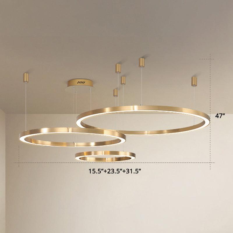 Acrylic Tiered Ring LED Ceiling Lighting Gold Chandelier - Rebooters
