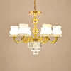 Flower Restaurant Hanging Light Fixture Traditional Opal Glass Gold Chandelier with Crystal Deco - Rebooters
