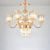 Crystal Block Chandelier Lighting Transitional Rose Gold Pendant - Rebooters