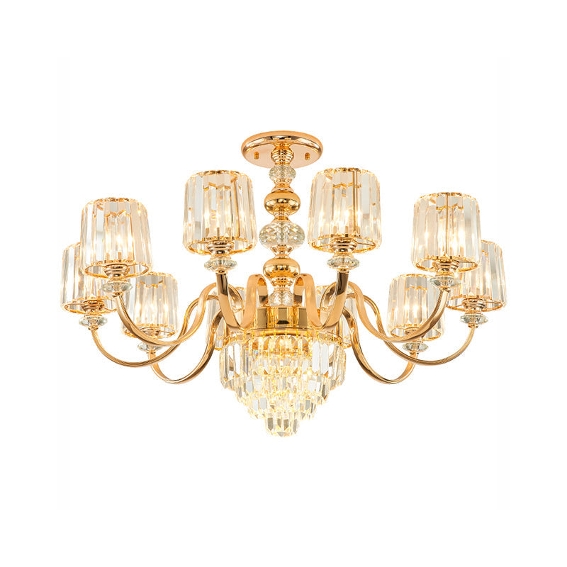 Crystal Block Chandelier Lighting Transitional Rose Gold Pendant - Rebooters
