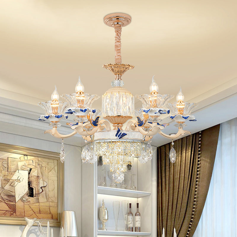Clear K9 Crystal Flower Chandelier for Dining Room Light - Rebooters