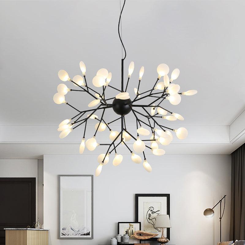 Acrylic Fireflies Hanging Lamp Minimalist Black Finish LED Pendant Chandelier Light - Rebooters