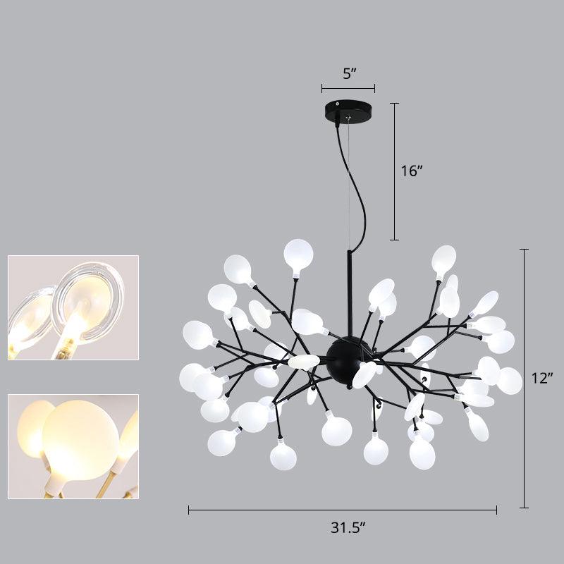 Acrylic Fireflies Hanging Lamp Minimalist Black Finish LED Pendant Chandelier Light - Rebooters