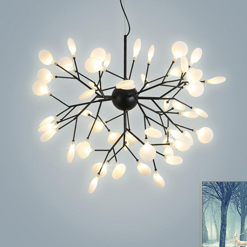 Acrylic Fireflies Hanging Lamp Minimalist Black Finish LED Pendant Chandelier Light - Rebooters