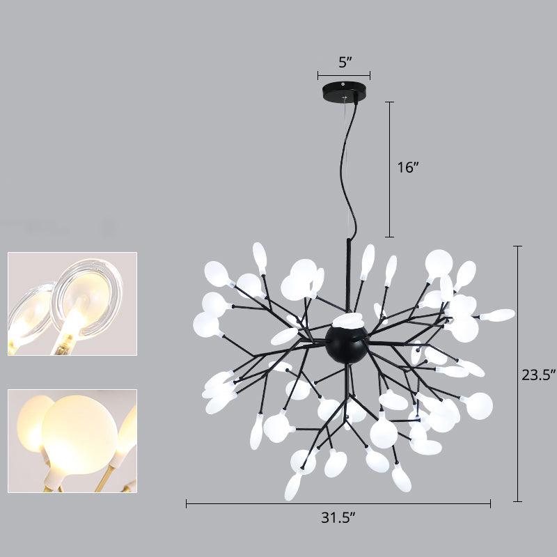 Acrylic Fireflies Hanging Lamp Minimalist Black Finish LED Pendant Chandelier Light - Rebooters