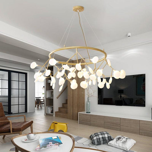 45-Bulb Living Room Chandelier Artistic Golden Pendant Lamp - Rebooters