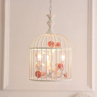 3 Lights Chandelier Light Rustic Birdcage Metal Ceiling Light - Rebooters