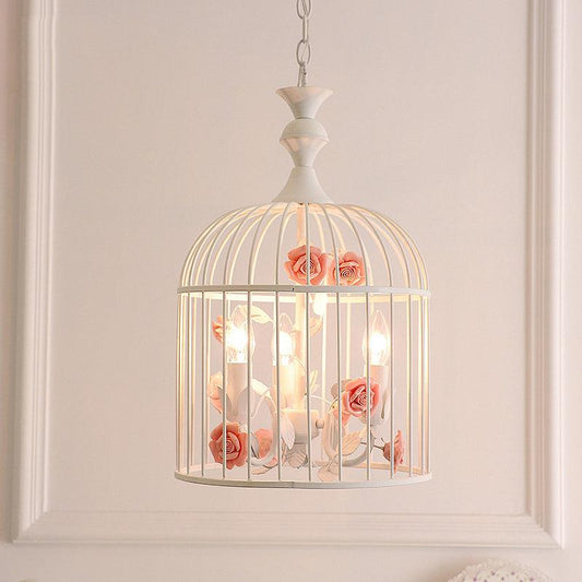 3 Lights Chandelier Light Rustic Birdcage Metal Ceiling Light - Rebooters