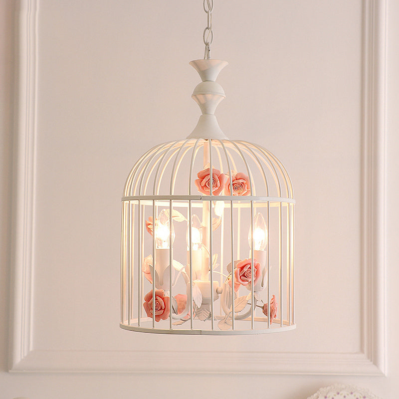 3 Lights Chandelier Light Rustic Birdcage Metal Ceiling Light - Rebooters