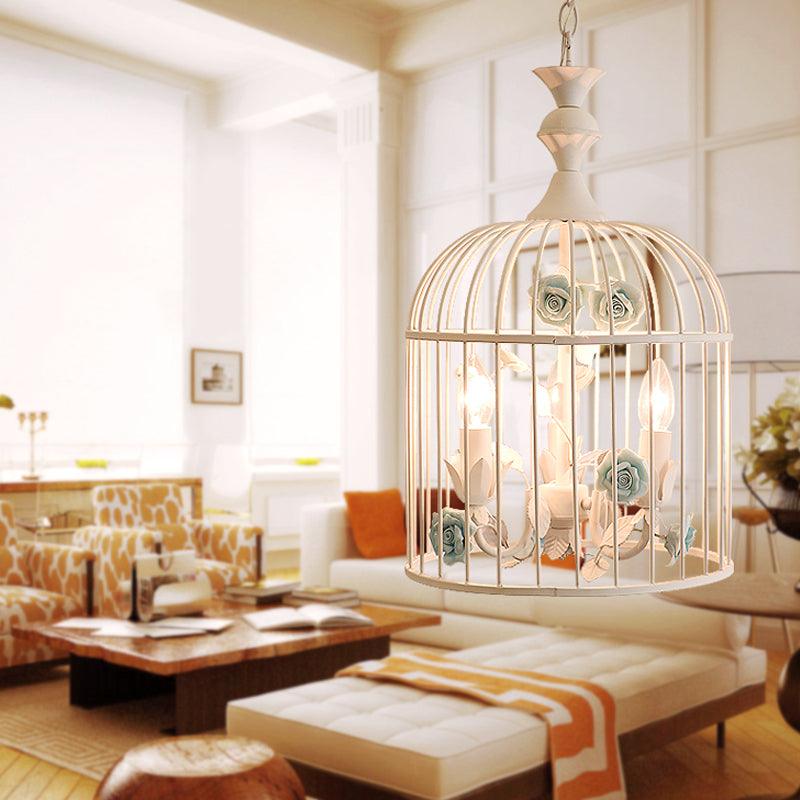 3 Lights Chandelier Light Rustic Birdcage Metal Ceiling Light - Rebooters