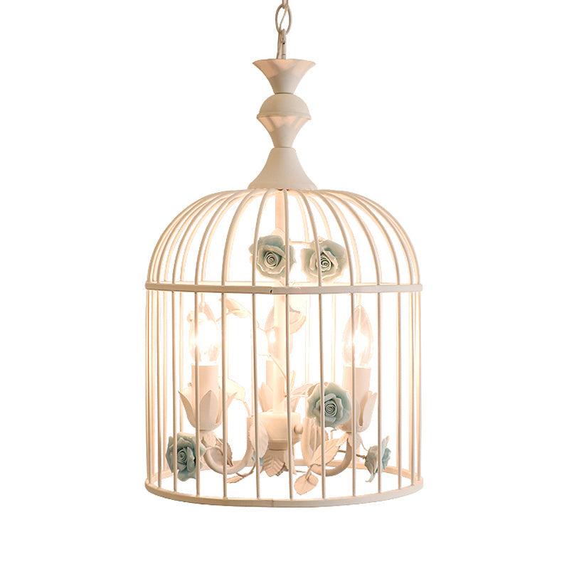 3 Lights Chandelier Light Rustic Birdcage Metal Ceiling Light - Rebooters