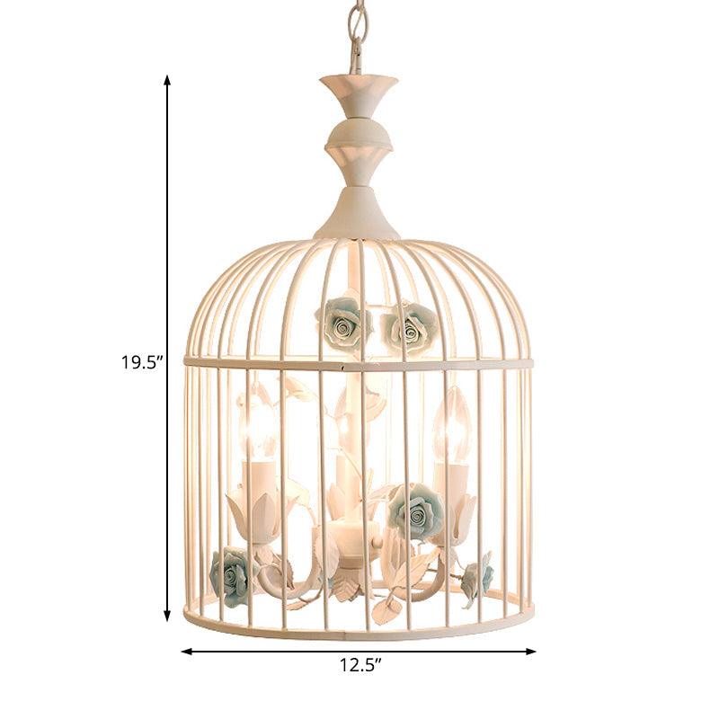 3 Lights Chandelier Light Rustic Birdcage Metal Ceiling Light - Rebooters