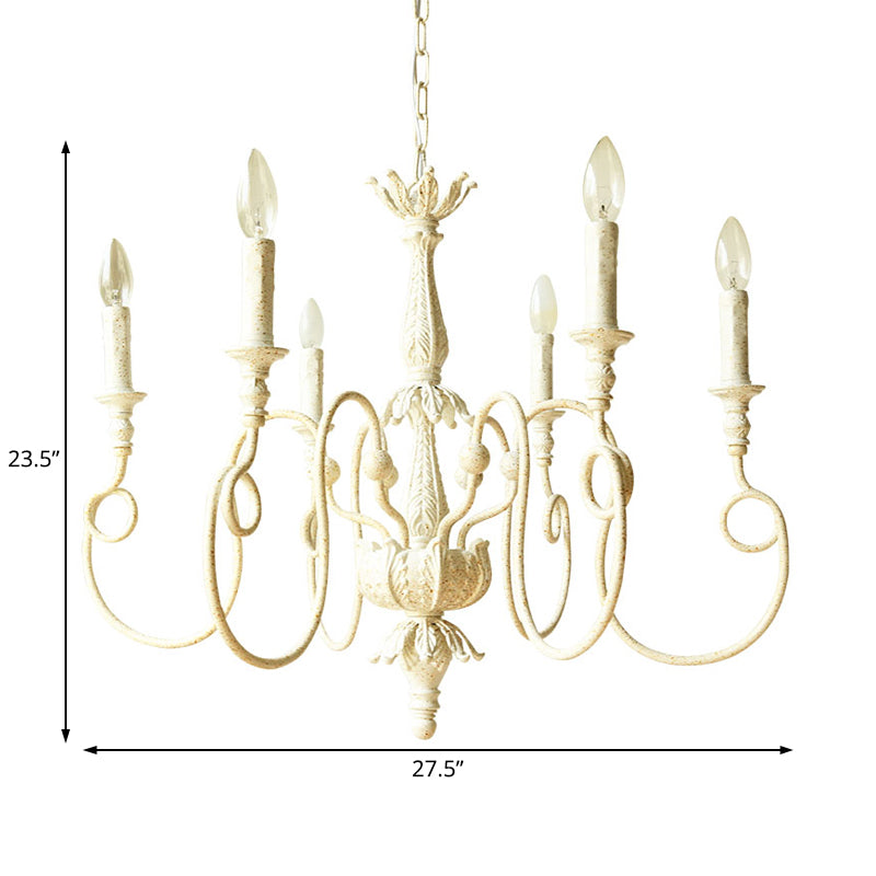 White Curve Arm Hanging Light Traditional Metal 6/8 Lights Chandelier - Rebooters