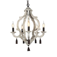 5 Lights Wood Ceiling Light Traditional Dark Wood Lantern Chandelier - Rebooters