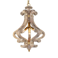 4 Lights Beige/White Chandelier Lamp Traditional Wood Lantern Ceiling Light - Rebooters