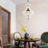 4 Lights Beige/White Chandelier Lamp Traditional Wood Lantern Ceiling Light - Rebooters