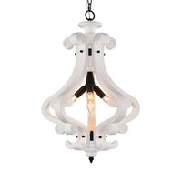 4 Lights Beige/White Chandelier Lamp Traditional Wood Lantern Ceiling Light - Rebooters