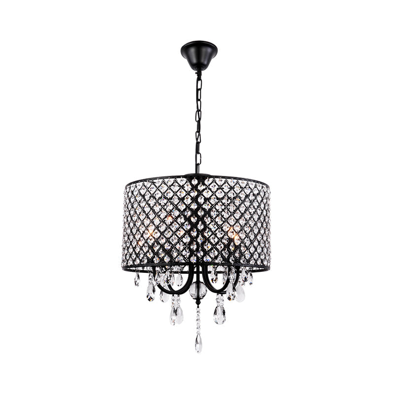 Crystal Black/Chrome Pendant Lamp 4 Lights Rustic Chandelier - Rebooters