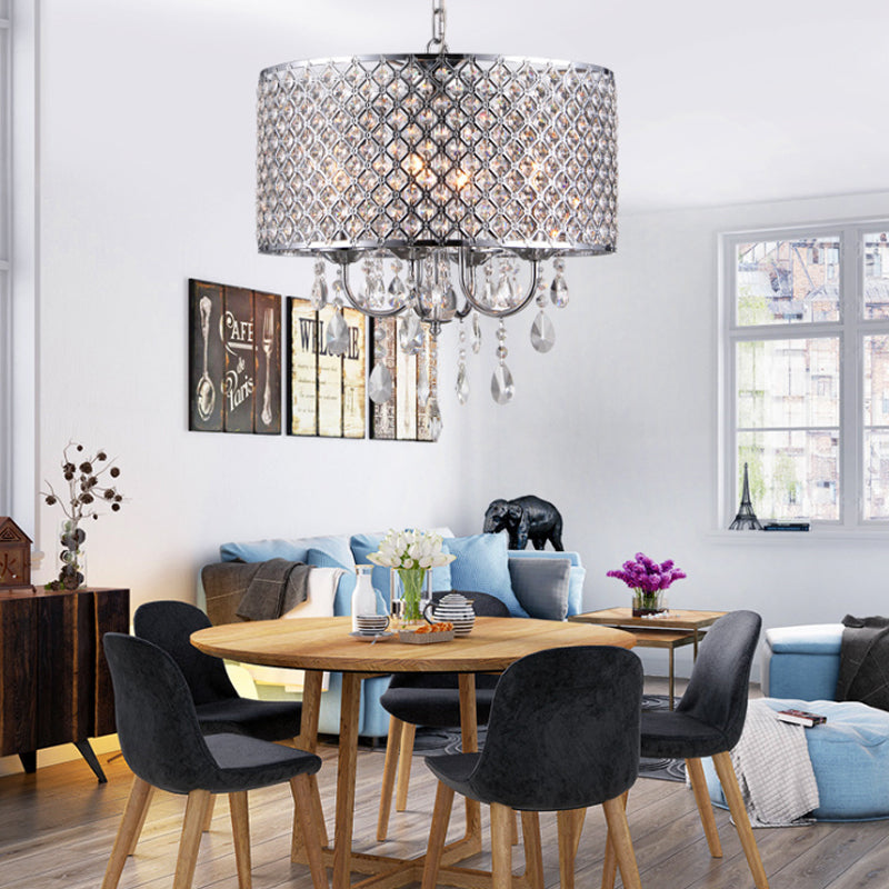 Crystal Black/Chrome Pendant Lamp 4 Lights Rustic Chandelier - Rebooters