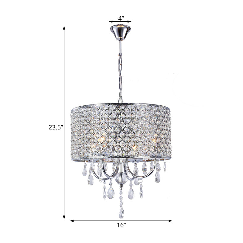 Crystal Black/Chrome Pendant Lamp 4 Lights Rustic Chandelier - Rebooters