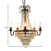 5 Lights Crystal Empire Chandelier Light Black Pendant Lighting - Rebooters