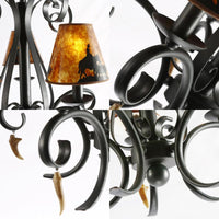 5 Bulbs Dining Room Ceiling Lamp Country Metal Black Chandelier - Rebooters