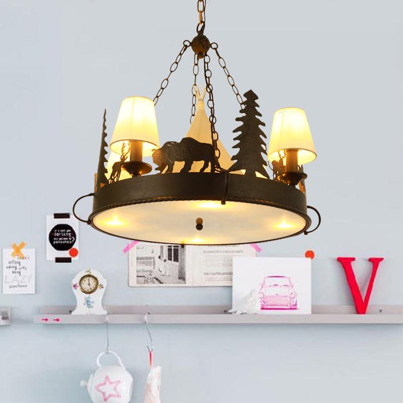 7/8 Lights Metal Hanging Chandelier Country Black Tapered Pendant Light Fixture 17/29 W - Rebooters