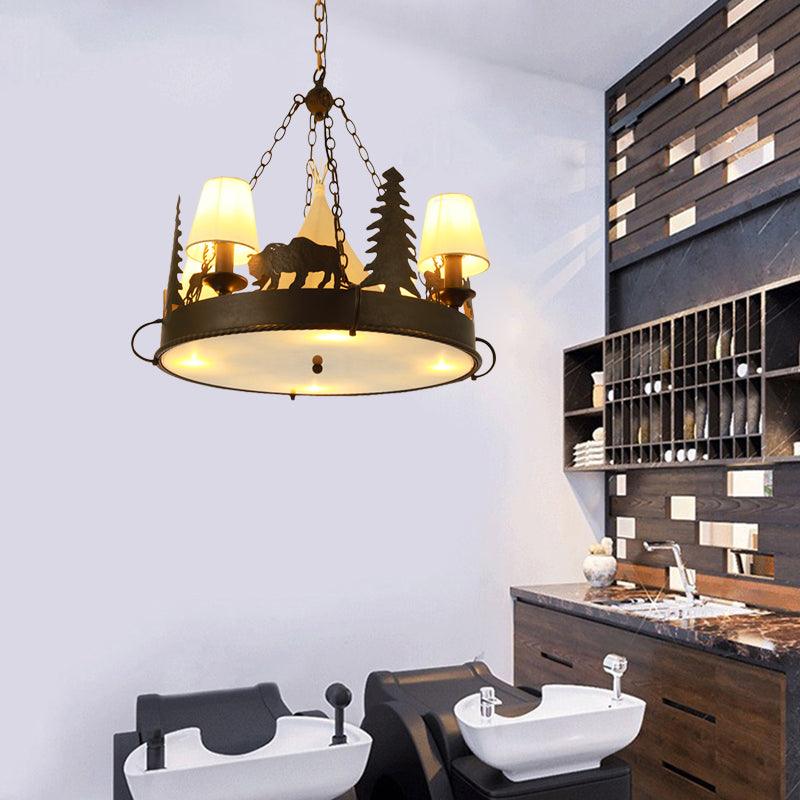7/8 Lights Metal Hanging Chandelier Country Black Tapered Pendant Light Fixture 17/29 W - Rebooters